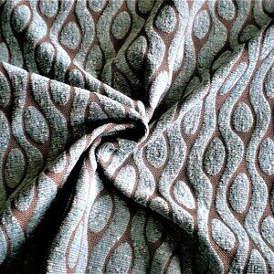 NEW TURQUOISE BLUE BROWN DRAPERY FURNITURE UPHOLSTERY FABRIC BY THE YARD 52.5 W
